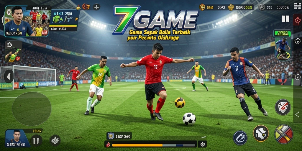 Tampilan gameplay seru dalam 7GAME yang menggugah semangat sepak bola.