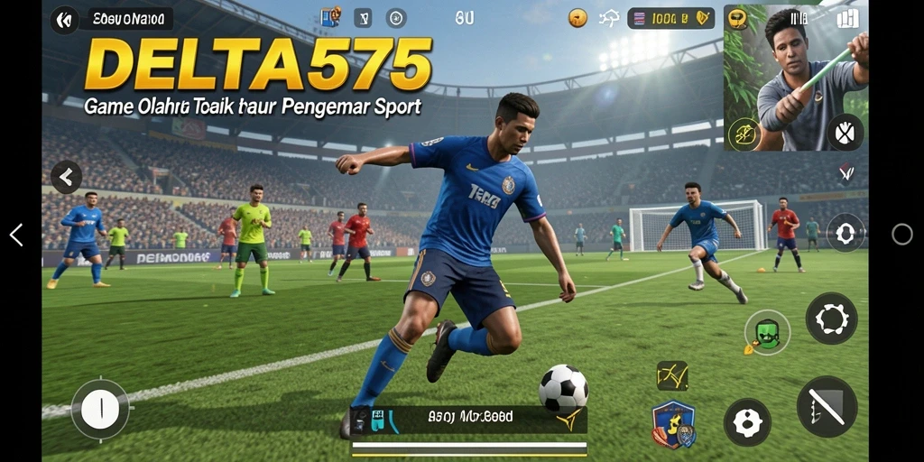 Tangkapan layar gameplay DELTA575 menampilkan aksi seru di arena olahraga.