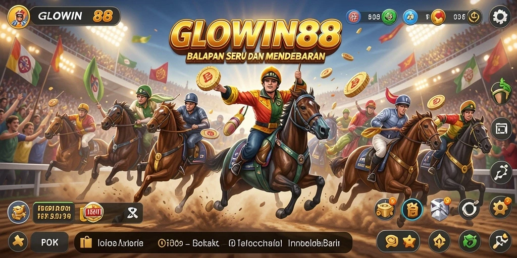 Tangkapan layar <strong>GLOWIN88</strong> menunjukkan aksi balapan yang mendebarkan di lintasan.