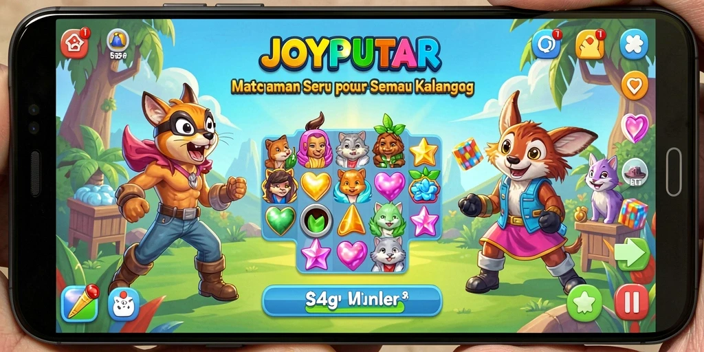 Tampilan screenshot JOYPUTAR dengan gameplay Match-3 yang seru.