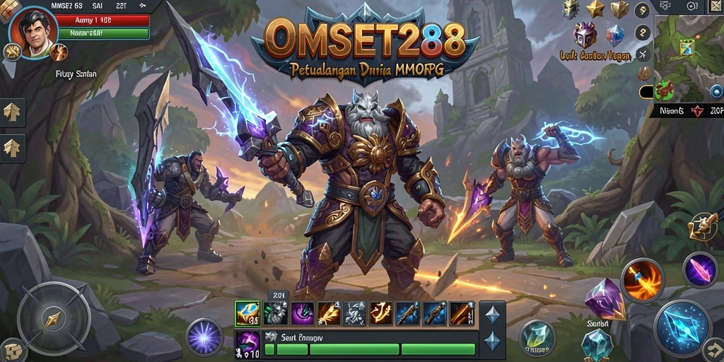 Tangkapan layar gameplay OMSET288 menampilkan pertempuran seru dan lingkungan yang menakjubkan.