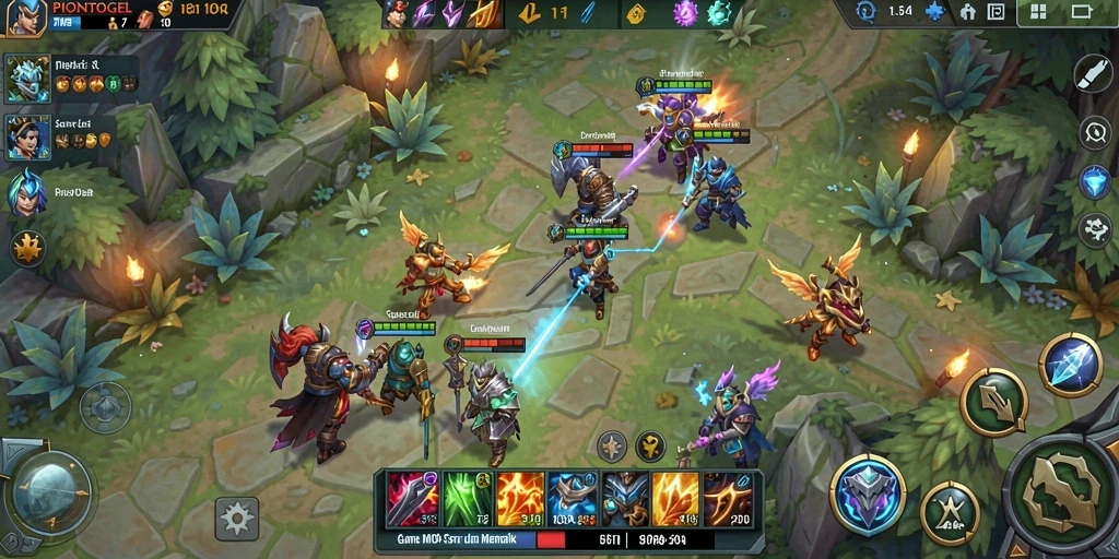Tangkapan layar gameplay PIONTOGEL dengan aksi seru dalam pertempuran MOBA.